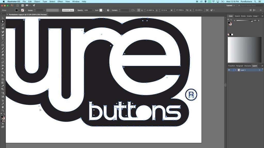 Logo Formats: Print vs. Web Illustrator Screenshot with vector logo